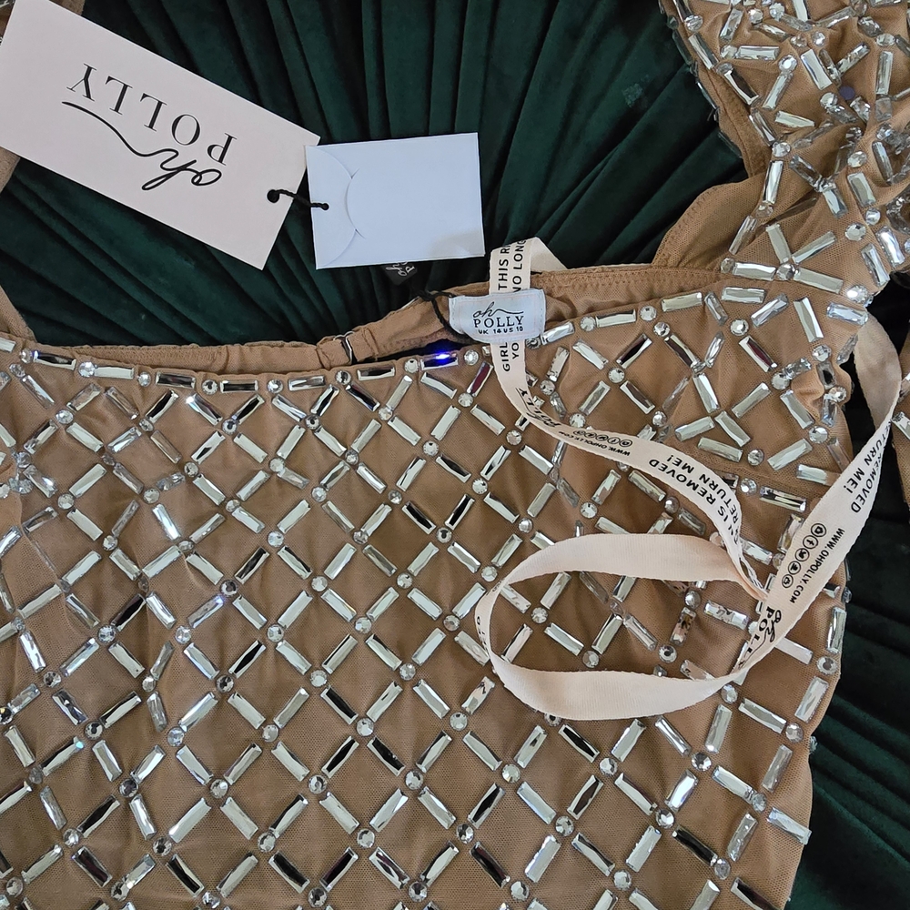 Oh Polly Embellished Nude Top